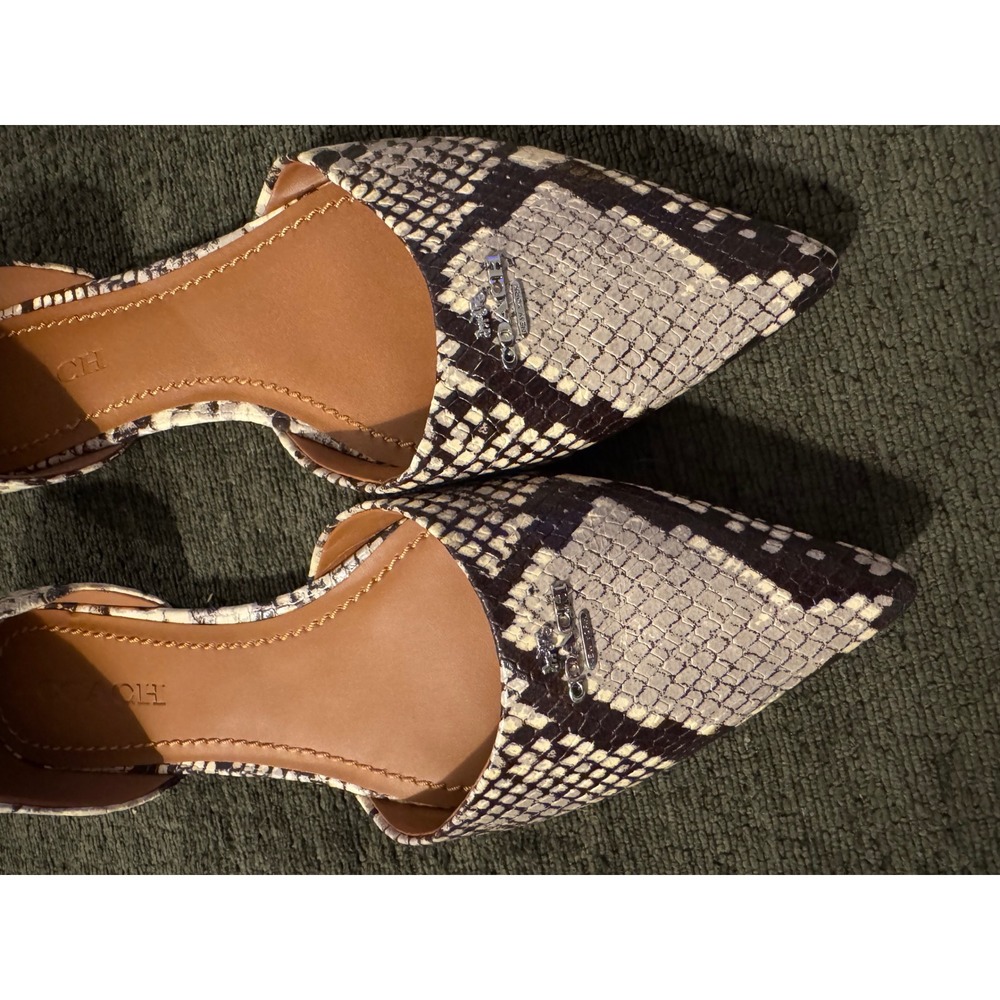 Coach Snake-Print Pointed Toe Flats in Neutral (Beige, Black, Cream) - Picture 2 of 3